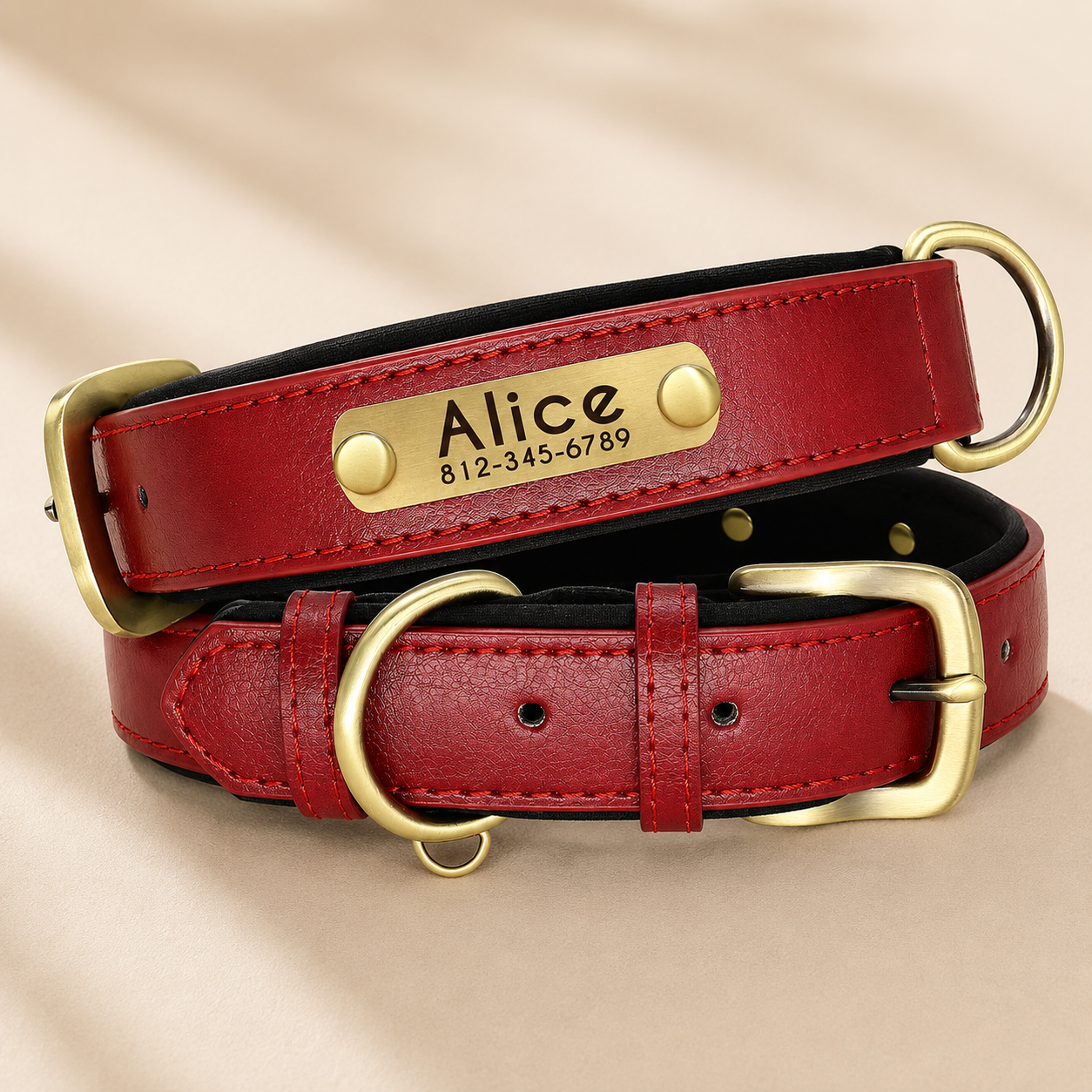 Classic Leather Dog Collar Set｜名入れ対応 本革風首輪・リードセット｜Nest & Paw