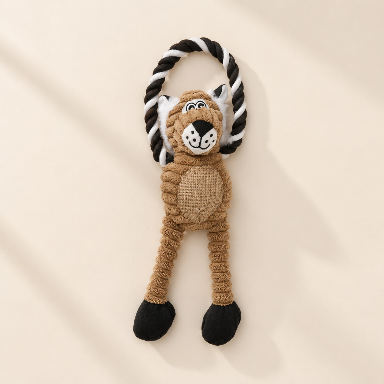 Corduroy Squeaky Rope Toy｜ロープ付き ぬいぐるみおもちゃ｜Nest & Paw