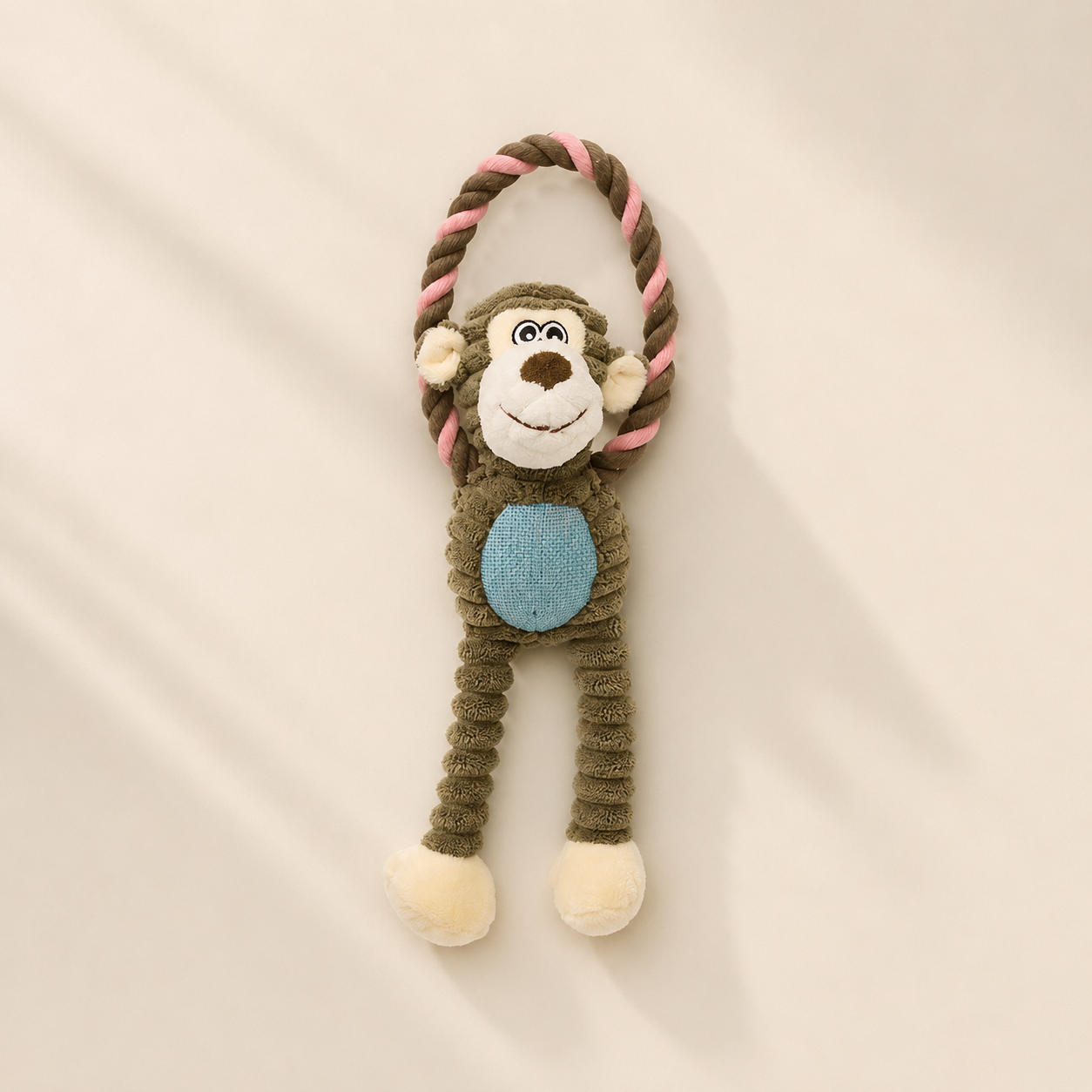Corduroy Squeaky Rope Toy｜ロープ付き ぬいぐるみおもちゃ｜Nest & Paw