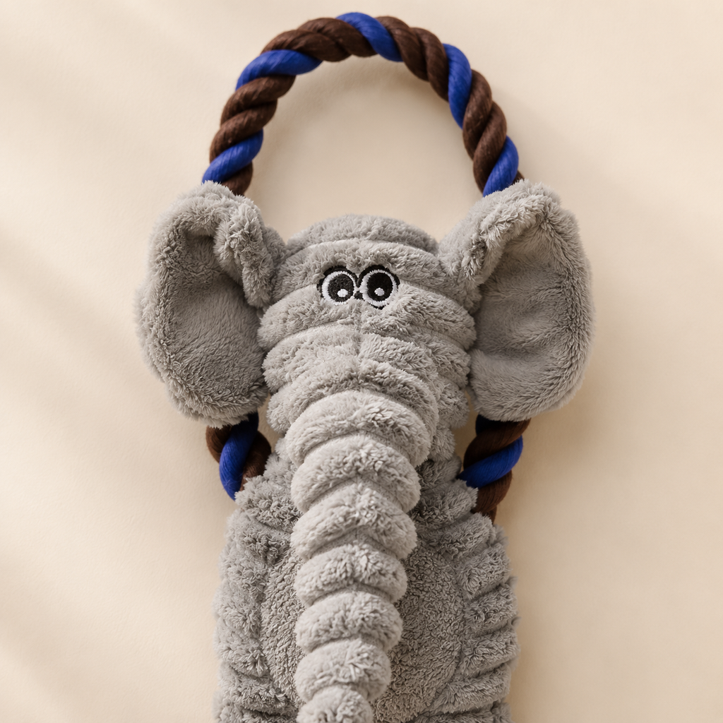Corduroy Squeaky Rope Toy｜ロープ付き ぬいぐるみおもちゃ｜Nest & Paw