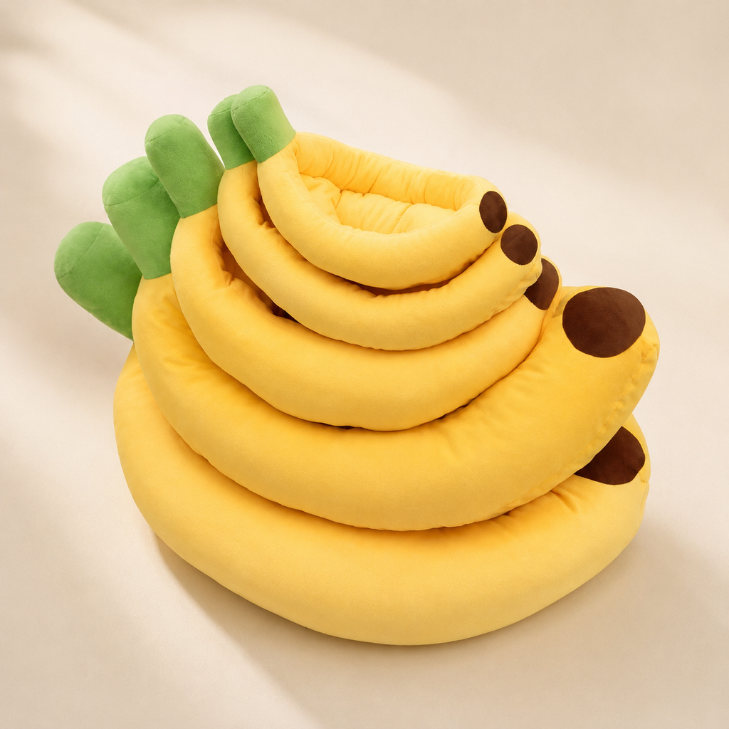 Banana Nest™ Plush Pet Bed｜バナナ型 ペットベッド｜Nest & Paw